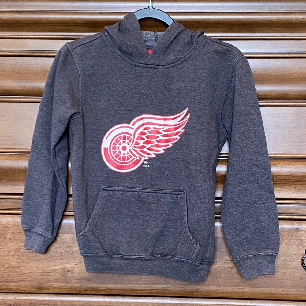 Reebok Face Off Collection Detroit Red Wings Charcoal Gray Hoodie Medium (10/12)